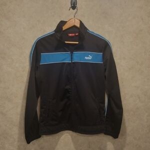 Puma Black and Blue Track Jacket Size Large Full Zip Long Sleeve